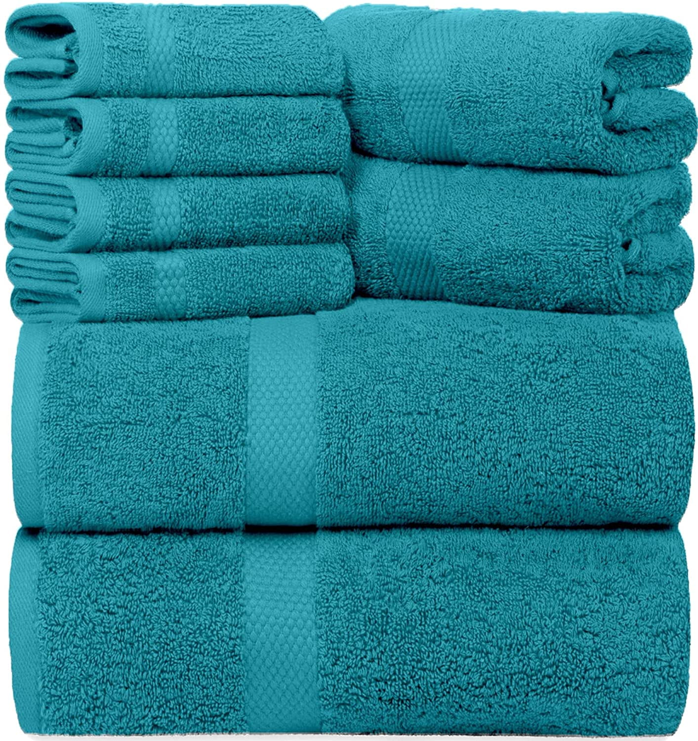 White Classic Luxury Bath Towels - Cotton Hotel spa Towel 27x54 4-Pack Aqua  