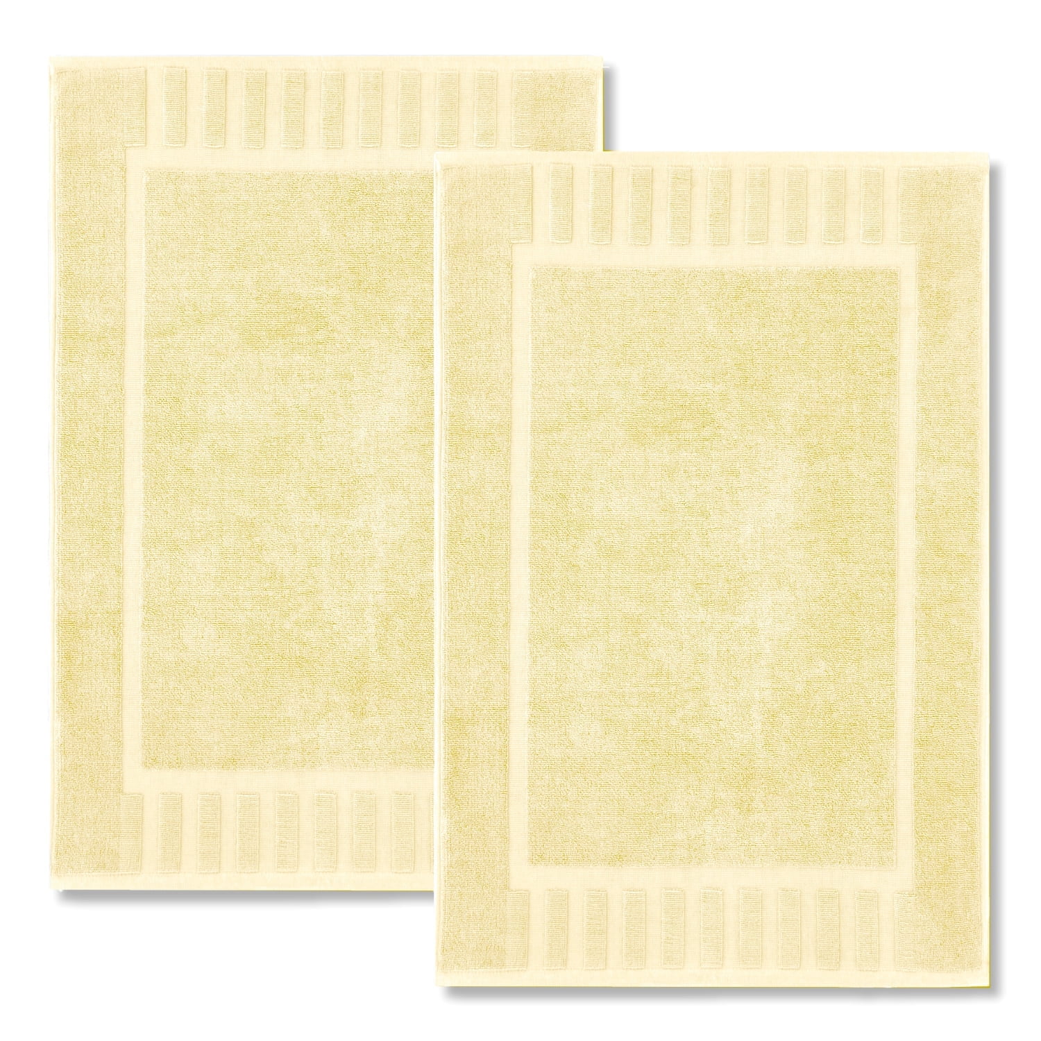 White Classic Hotel Collection Absorbent Cotton Bath Mats, Spa Reversible Floor Towels, not a Bathroom Rug, Beige, 22 x 34, 2 Pack