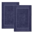 thumbnail image 1 of White Classic Hotel Collection Absorbent Cotton Bath Mats, Spa Reversible Floor Towels, not a Bathroom Rug, Navy Blue, 22 x 34, 2 Pack, 1 of 8