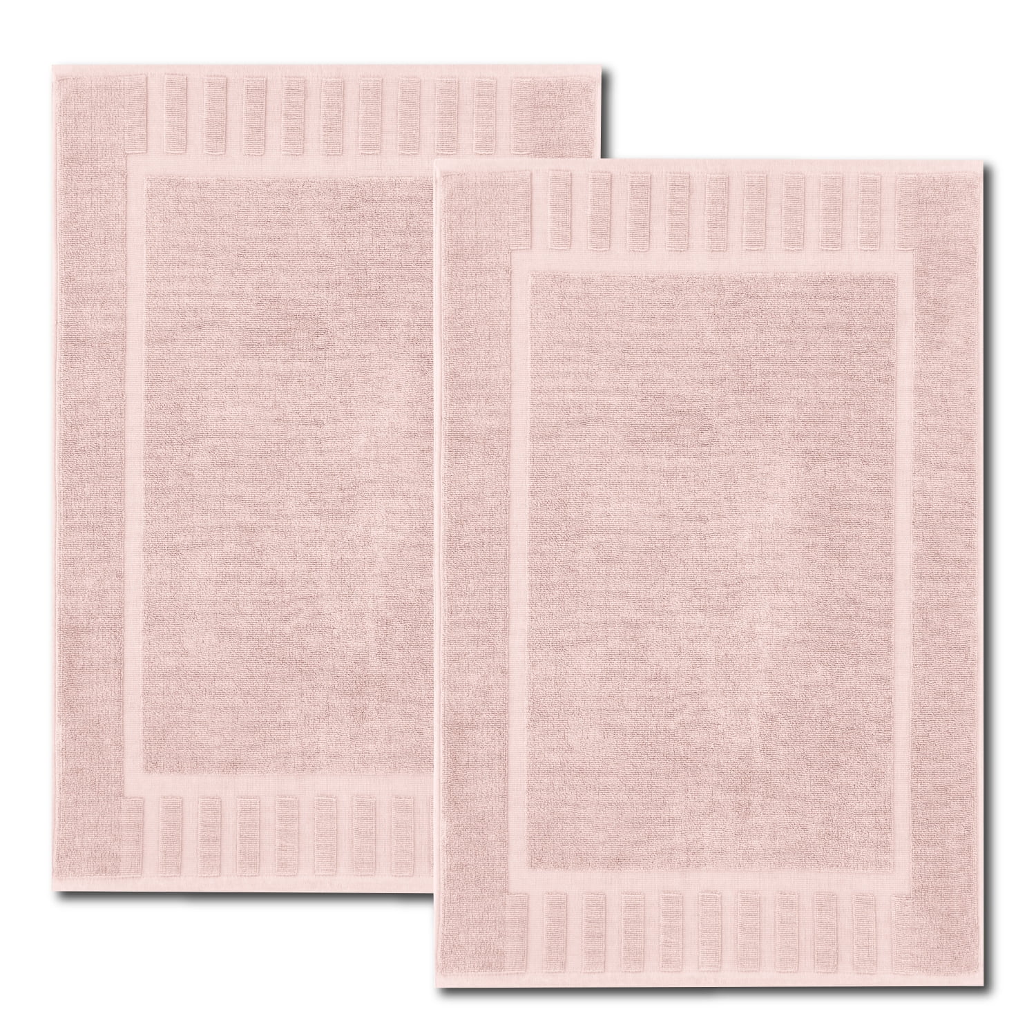 KARACA Cotton Bath Mats for Bathroom Floor Milly Bathroom Mats Set of 2  (Pale Pink) 19.7 х 23.6; 23.6 х 39.4 Machine Washable Soft Shower Floor