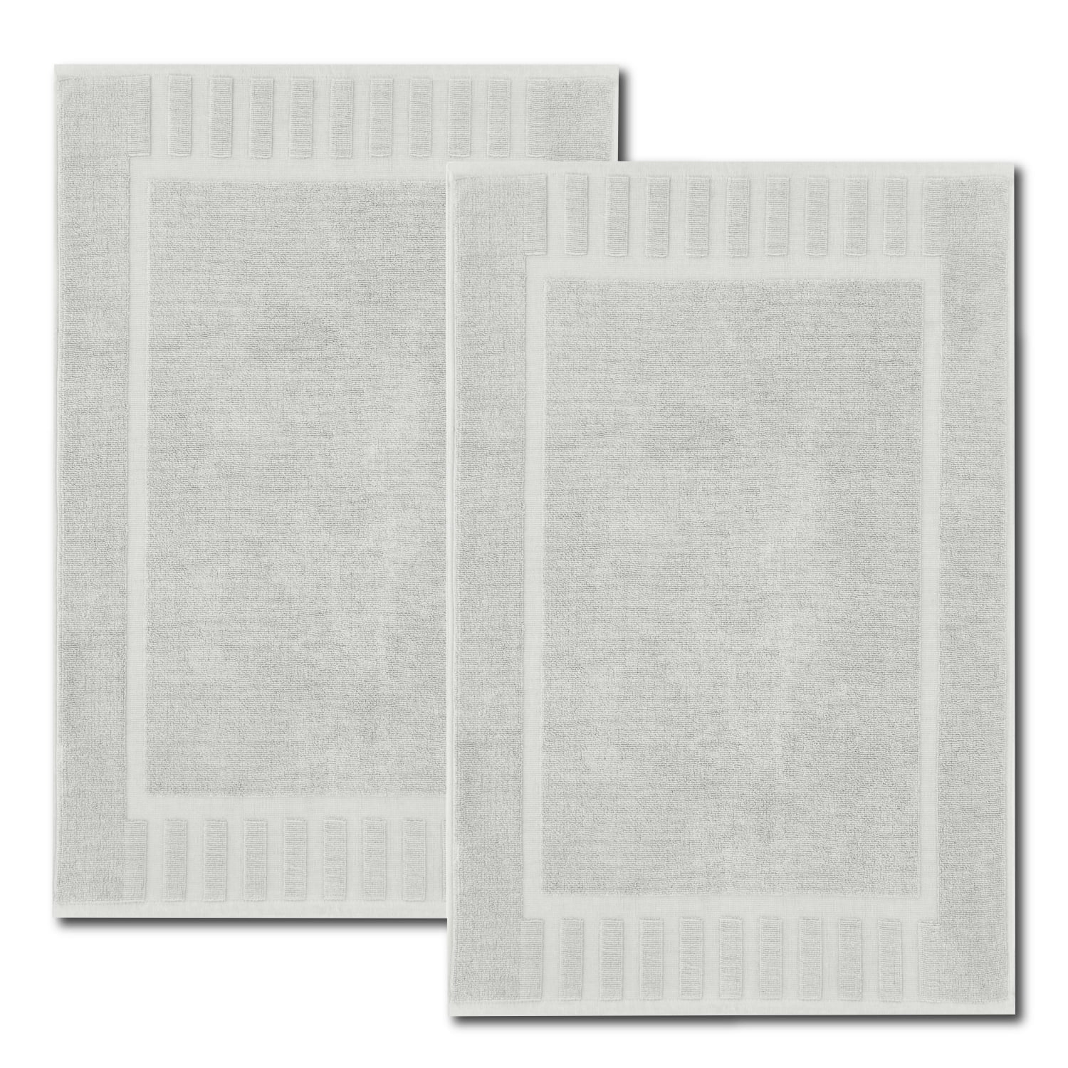 White Classic Luxury 2pk Absorbent Cotton Bath Mat Towels, Hotel Spa Style for Shower/Bathtub ...