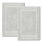White Classic Hotel Collection Absorbent Cotton Bath Mats, Spa Reversible Floor Towels, not a Bathroom Rug, Silver Gray, 22 x 34, 2 Pack