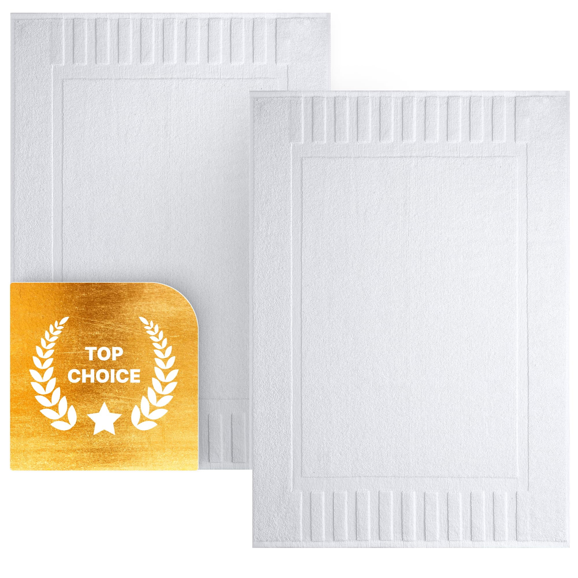 White Classic Luxury Cotton Bath Mat Towel Set, Hotel Spa Shower Floor Style, 22x34, 2 Pack ...