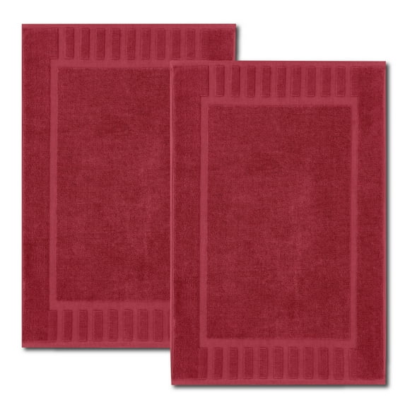 White Classic Luxury Bath Mat Towel Set, Absorbent Hotel Spa Shower, Cotton Bath Rugs Set, Bathtub Mats, Not Bathroom Rugs - Reversible Bath Floor Towels | 22x34, Burgundy, 2 Pack