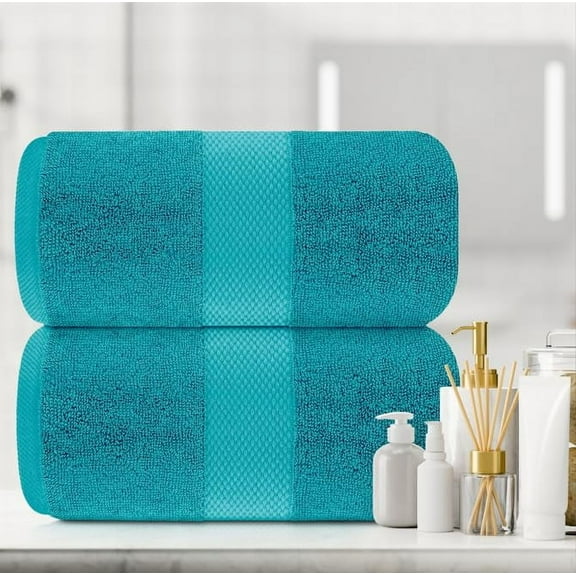White Classic Luxury Bath Sheet Towels Extra Large 35x70 Inch | 2 Pack, Aqua