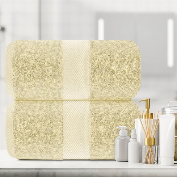 White Classic Hotel Collection 650 Gsm Cotton Bath Sheet Towels, Oversized Bathroom Towels, Beige, 35 x 70, 2 Pack