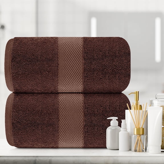 White Classic Hotel Collection 650 Gsm Cotton Bath Sheet Towels, Oversized Bathroom Towels, Brown, 35 x 70, 2 Pack