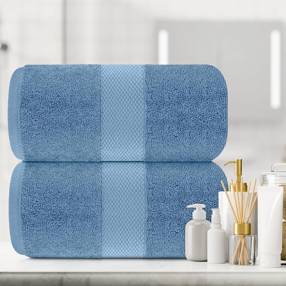 White Classic Hotel Collection 650 Gsm Cotton Bath Sheet Towels, Oversized Bathroom Towels, Light Blue, 35 x 70, 2 Pack