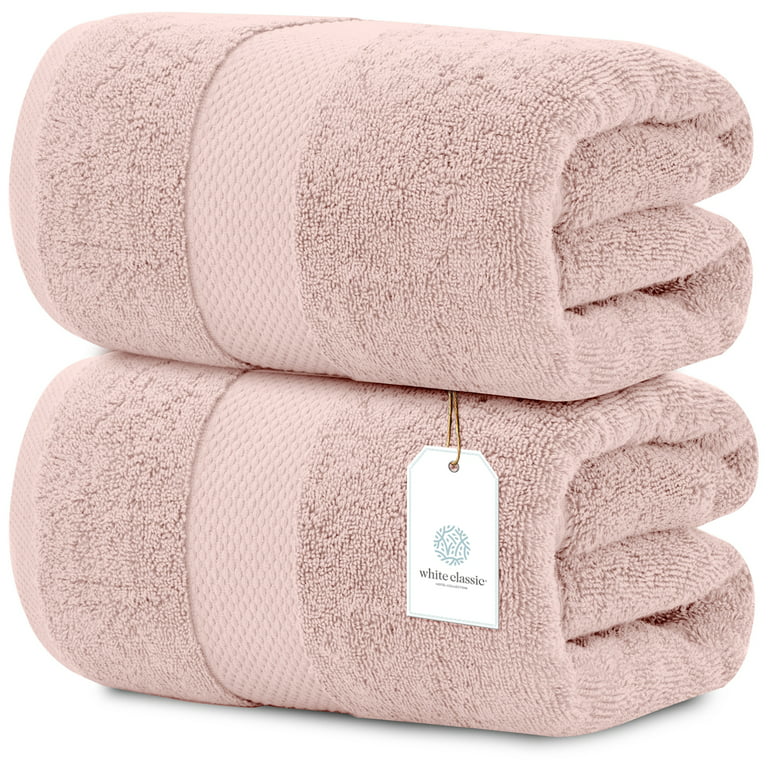 White Classic Luxury Bath Sheet Towels Extra Large 35x70 Inch | 2 Pack, Pink