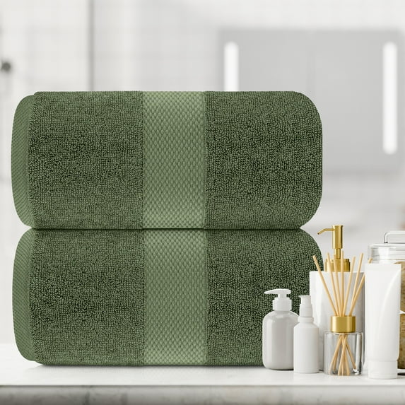 White Classic Luxury Bath Sheet Towels Extra Large | Highly Absorbent Hotel spa Collection Bathroom Towel | 35x70 Inch | 2 Pack (Forest Green)