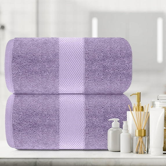 White Classic Luxury Bath Sheet Towels Extra Large | Highly Absorbent Hotel spa Collection Bathroom Towel | 35x70 Inch | 2 Pack (Lavender)