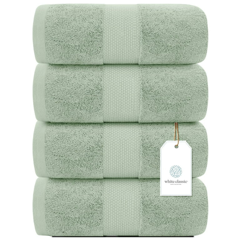 White Classic Luxury Bath Towels Large - Cotton Hotel spa Bathroom Towel, 30x56, 4 Pack