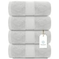 thumbnail image 1 of White Classic Luxury Bath Towels Large - Cotton Hotel spa Bathroom Towel |30x56 | 4 Pack | Silver, 1 of 8