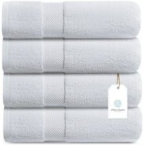 White Classic Luxury Bath Towels Large - Cotton Hotel spa Bathroom Towel |30x56 | 4 Pack | White