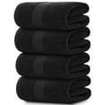 thumbnail image 1 of White Classic Luxury Bath Towels Large Pack of 4, Hotel Quality Bathroom Towel 27 x 54 Set, Black Shower Cotton Towels 4 Pack, Large Thick Plush Bath Towels 700 Gsm For Body, Hair, Pool, Gym, Black, 1 of 9