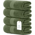 thumbnail image 1 of White Classic Luxury Bath Towels Large Pack of 4, Hotel Quality Bathroom Towel 27 x 54 Set, Dark Green Shower Cotton Towels 4 Pack, Large Thick Plush Bath Towels in Fern Green 700 Gsm For Body, Hair, 1 of 10