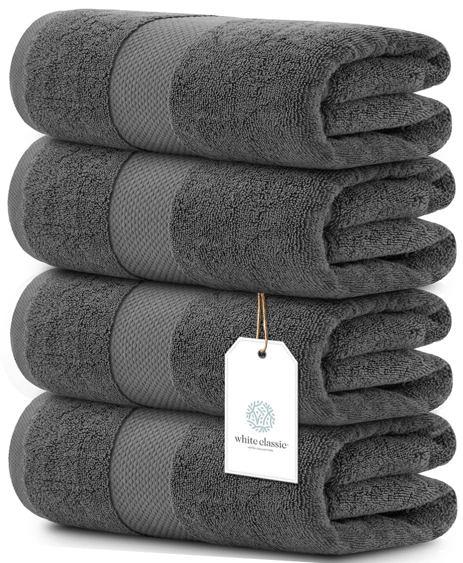 White Classic Luxury Bath Towels, 4 Pack, Hotel Quality, 27 x 54, Soft ...