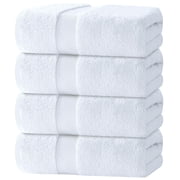 White Classic Hotel Collection 700 Gsm Turkish Cotton Bath Towels, Bathroom Towels Set, White, 27 x 54, 4 Pack
