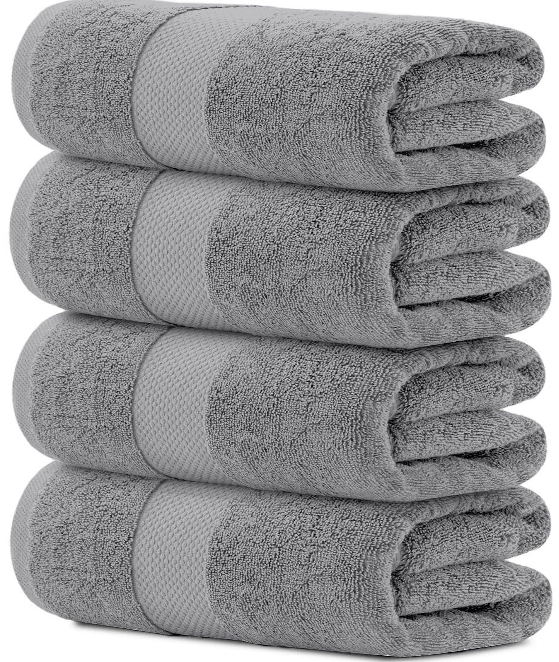 White Classic Hotel Collection 700 Gsm Turkish Cotton Bath Towels, Bathroom Towels Set, Light Gray, 27 x 54, 4 Pack