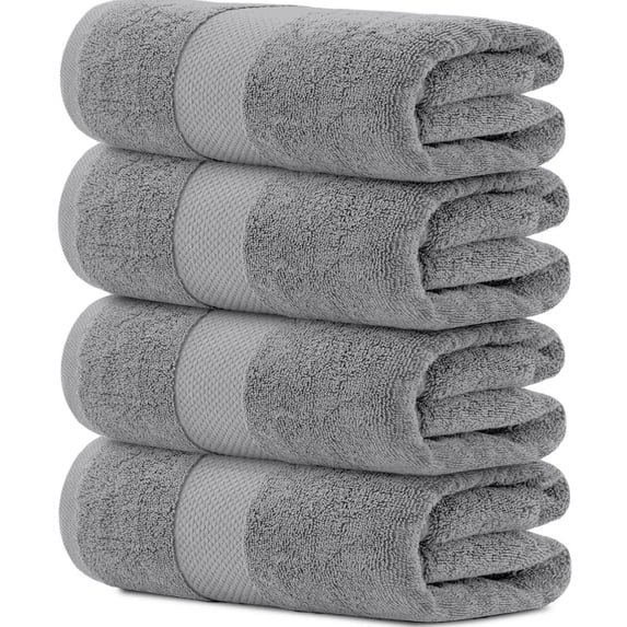 White Classic Hotel Collection 700 Gsm Turkish Cotton Bath Towels, Bathroom Towels Set, Light Gray, 27 x 54, 4 Pack