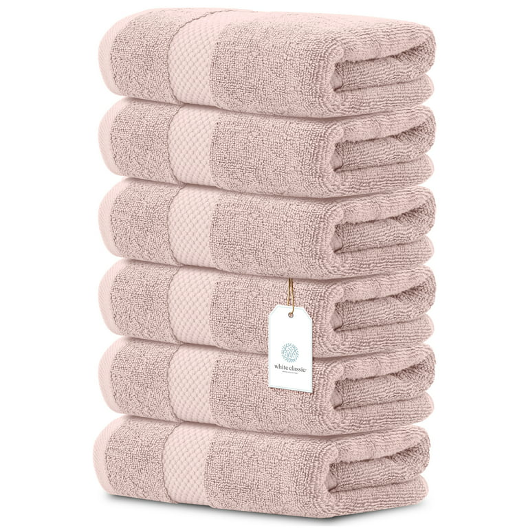 White Classic Luxury Bathroom Hand Towels - Cotton Hotel spa Bathroom Pink  Towels, Thick, Soft, High Absorbent Blush Hand Towel for Home, Kitchen