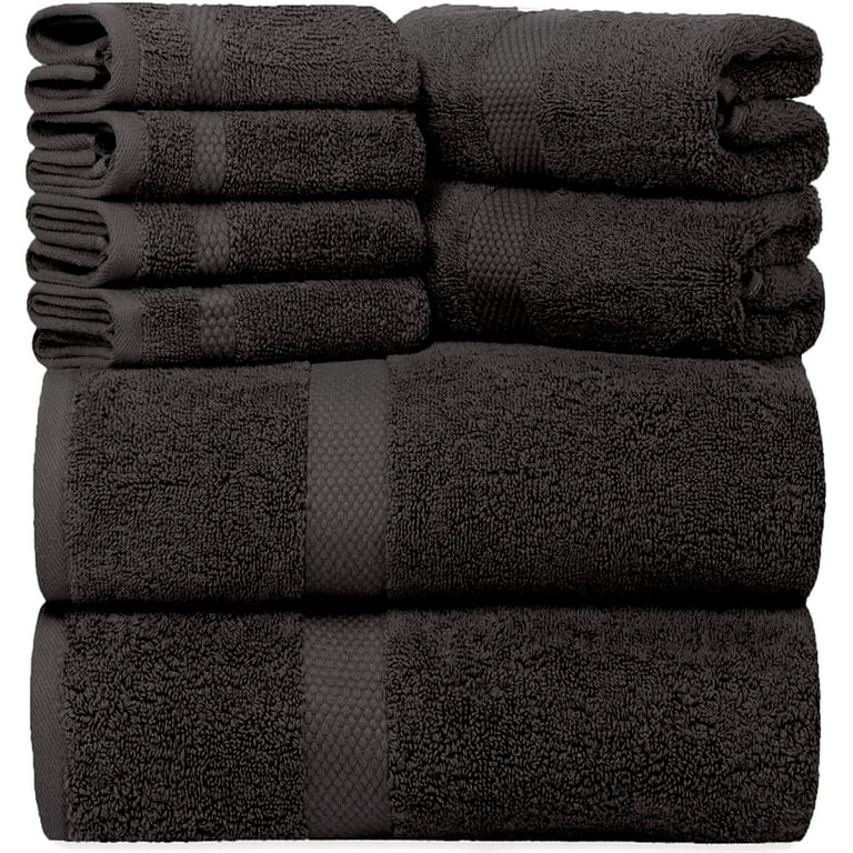 Black Towel Set, 2 Black Bath Towels, 2 Black Hand Towels, 2 Black wash  Cloths, Soft Absorbent Bathroom Towels, Cotton Towel Set, Black Bathroom  Towel Set
