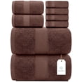 thumbnail image 1 of White Classic Hotel Collection Luxury 8-Piece 100% Turkish Cotton Towel Set, Brown, 1 of 9