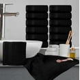 thumbnail image 1 of White Classic Luxury Cotton 12 Pc Washcloth Set, Hotel Style Small Bath Towel and Face Cloth 13x13, Black Soft Plush Washcloth Pack of 12, Thick High Absorbent Wash Clothes, Bathroom Face Towels, 1 of 10
