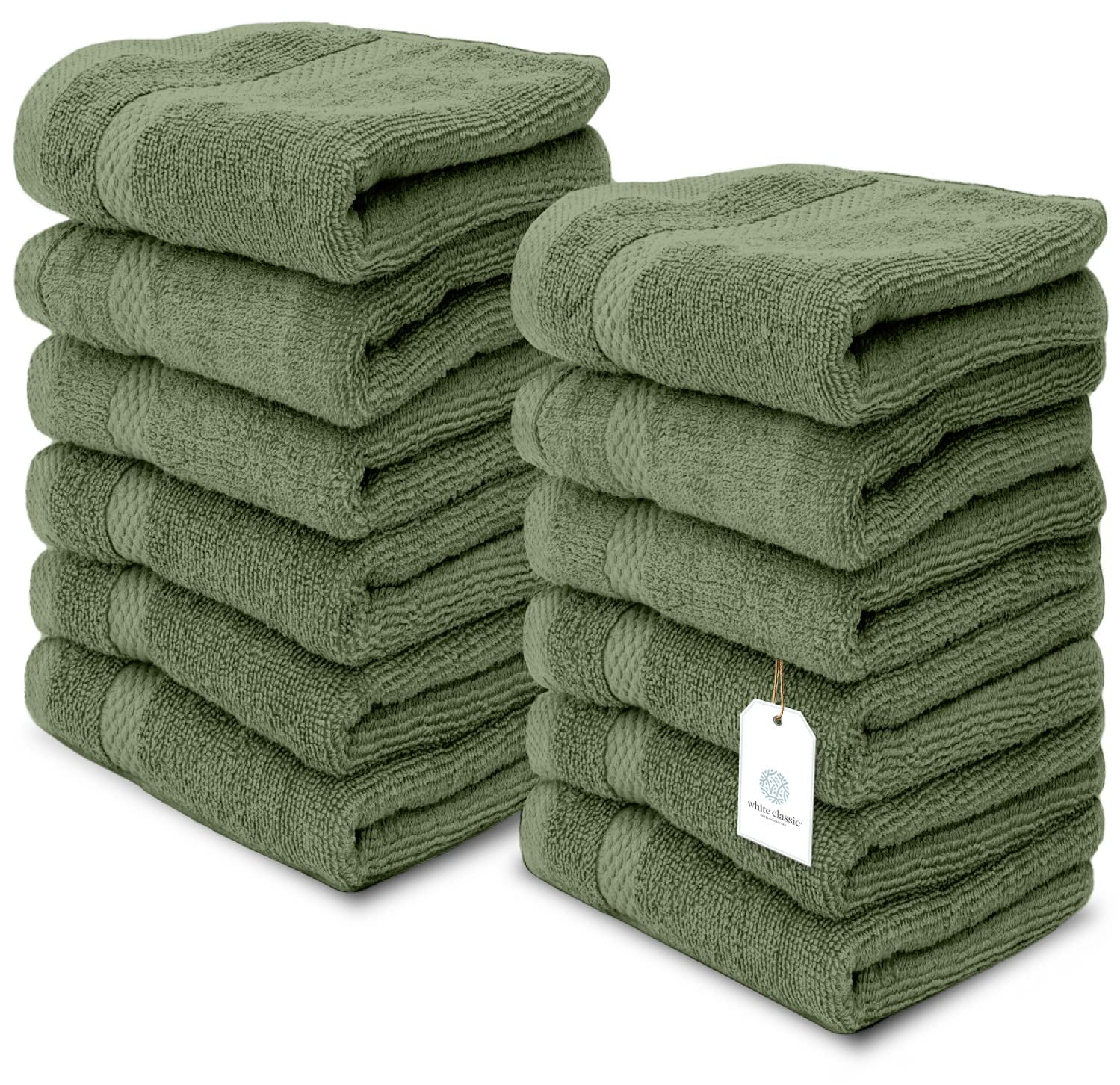 GetUSCart- Utopia Towels Cotton Washcloths Set - 100% Ring Spun Cotton,  Premium Quality Flannel Face Cloths, Highly Absorbent and Soft Feel  Fingertip Towels (60 Pack, Sage Green)