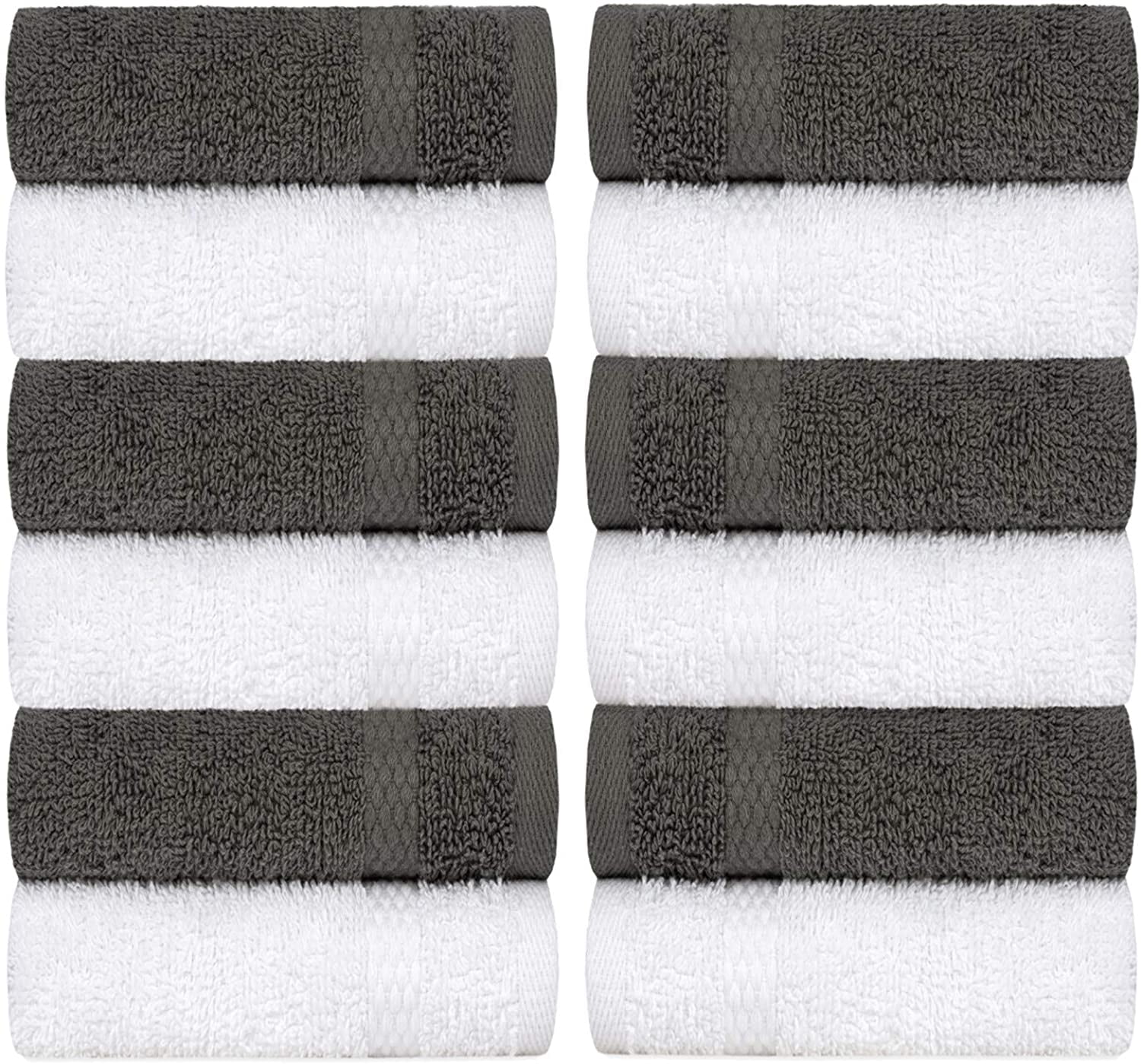 White Classic Luxury Cotton Washcloth Set, Plush Bath Towel for Adults