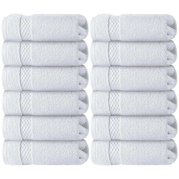White Classic Hotel Collection Soft Cotton Washcloth Set, Small Bath Towels and Face Cloths, White, 13 x 13, 12 Pack