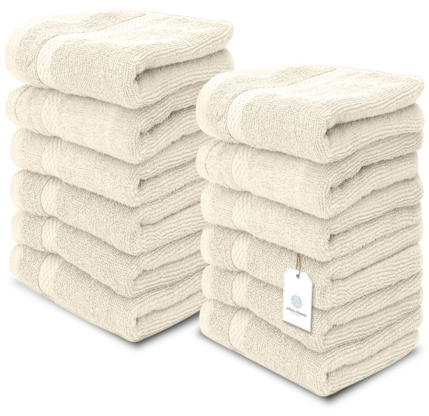 Hotel Collection Bath Towels  12 Piece Pack – WHITE CLASSIC