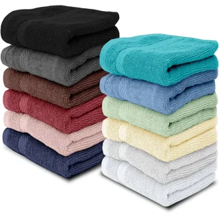 Cleanbear Washcloths Face Cloths, All Cotton, 13 x 13 Inches, 6 Colors