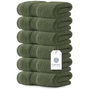 White Classic Hotel Collection Luxury Soft Cotton Hand Towels, Green, 16 x 30, 6 Pack