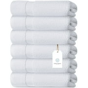 White Classic Luxury Cotton 6 Pc Hand Towels Set, Hotel Style Small Bath Towel and Face Towel 16x30, White Soft Plush Bath Towels Pack of 6, Thick Quick Dry Spa Gym Towels, White Bathroom Hand Towels