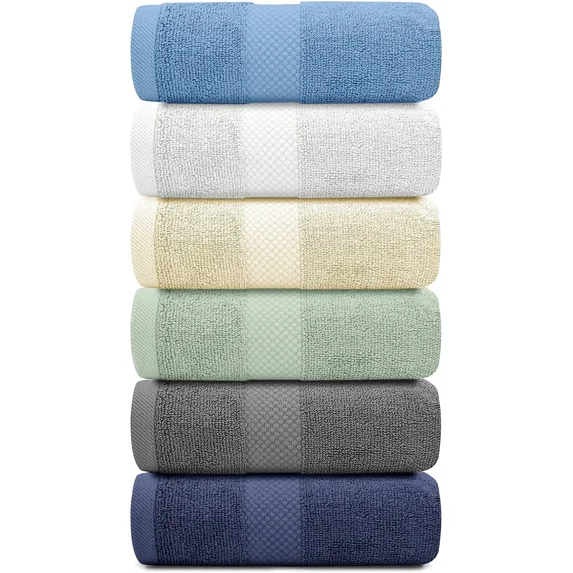 White Classic Luxury Cotton 6 Pc Hand Towels Set, Hotel Style Small Bath Towel and Face Towel 16x30, Multicolor Soft Plush Bath Towels Pack of 6, Thick Quick Dry Gym Towels, Mix Bathroom Hand Towels
