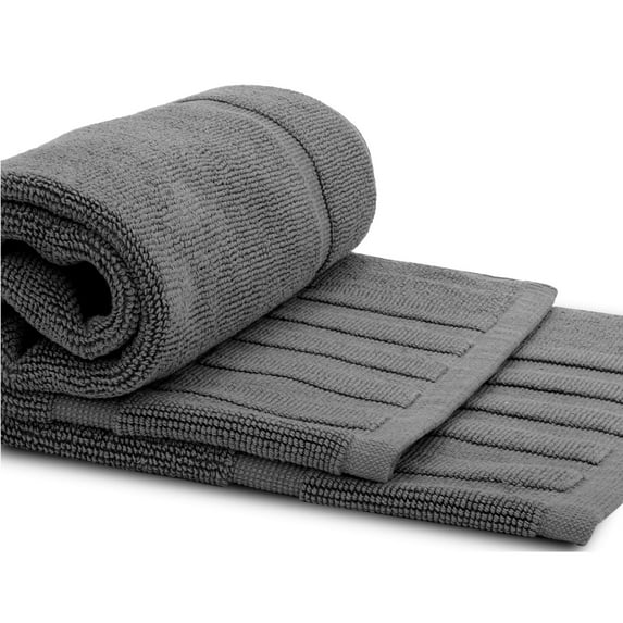 White Classic Luxury Cotton Bath Mat 22x34 Set of 2 Gray