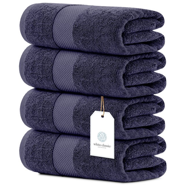 White Classic Luxury Cotton Bath Towels Large Hotel Bathroom Towel, Blue Home Pool Beach Sauna