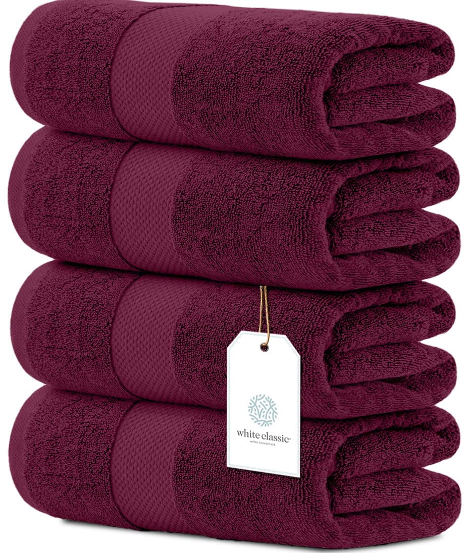 Magnolia Luxury Hotel Bath Towels 27X56 17 lb Super Plush Ring Spun  Cotton with Elegant Border