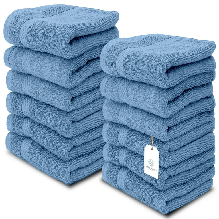 White Classic Resort Collection Soft Bath Towels | 28x55 Luxury Hotel Plush  & Absorbent Cotton Bath Towel Large [4 Pack, Light Blue]