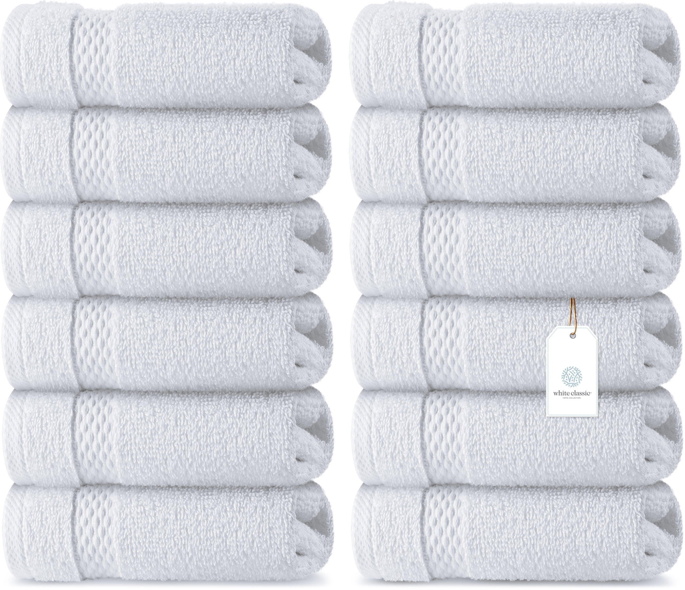 White Classic Luxury Cotton Washcloths - Large 13x13 Hotel Style Face  Towel, Bathroom White Face Cloth, Value 12 Items Set Multipurpose Wash  Cloth 