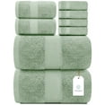 thumbnail image 1 of White Classic Luxury Green Bath Towel Set - Hotel Soft Cotton 2/Bath 2/Hand 4/Wash - 8 Piece, 1 of 9