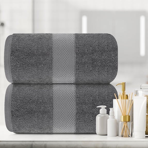 White Classic Hotel Collection 650 Gsm Cotton Bath Sheet Towels, Oversized Bathroom Towels, Grey, 35 x 70, 2 Pack