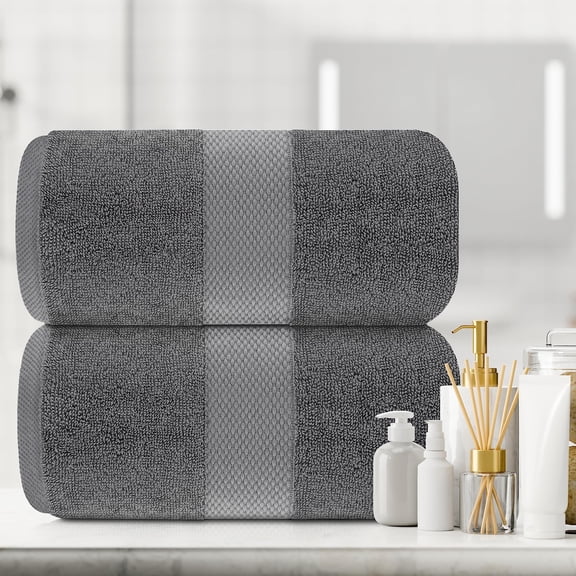 White Classic Hotel Collection 650 Gsm Cotton Bath Sheet Towels, Oversized Bathroom Towels, Grey, 35 x 70, 2 Pack
