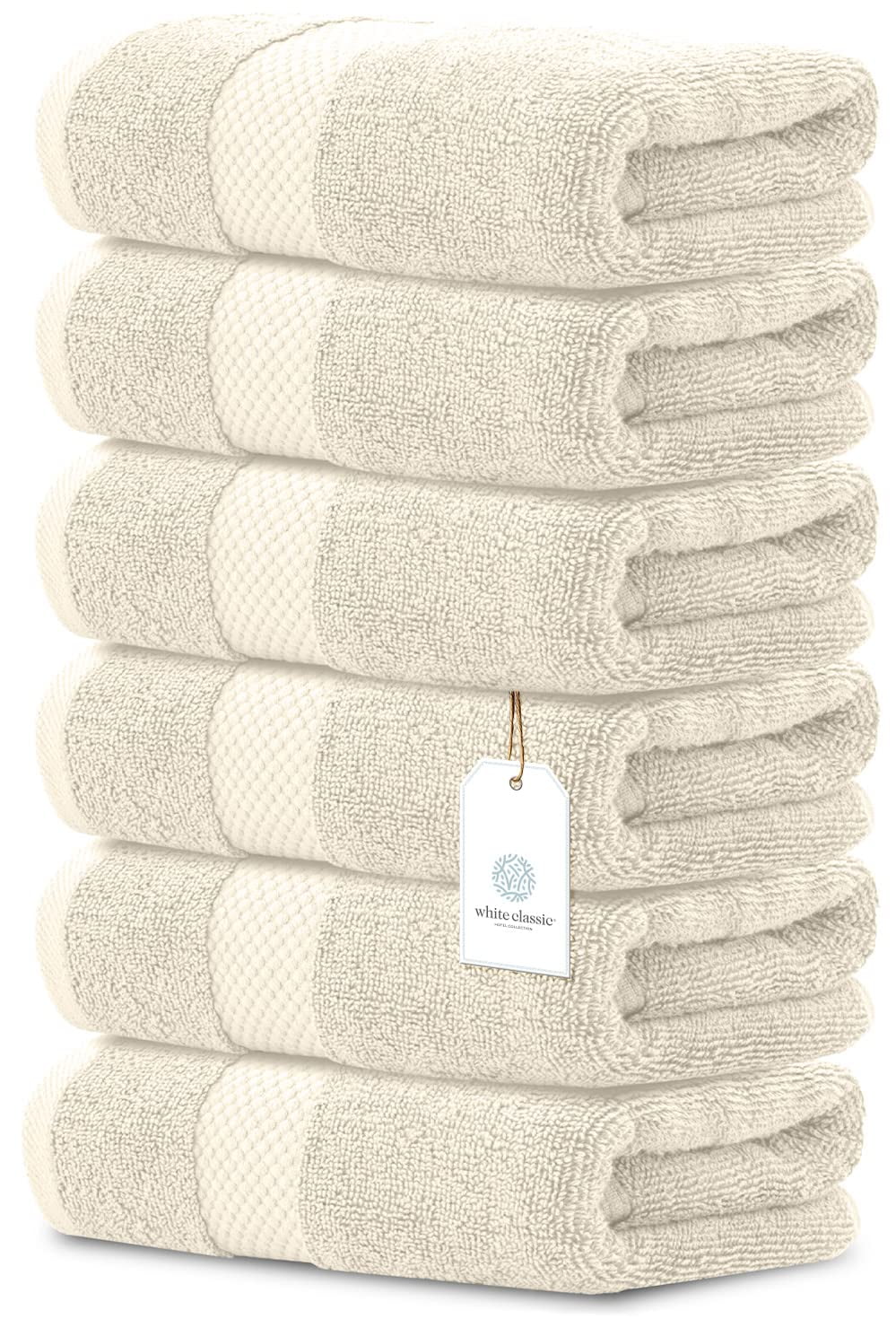  COTTON CRAFT Ultra Soft 6 Pack Hand Towels 16x28 White Weighs 6  Ounces Each - 100% Pure Ringspun Cotton - Luxurious Rayon Trim - Ideal for  Everyday use - Easy Care Machine wash : Home & Kitchen