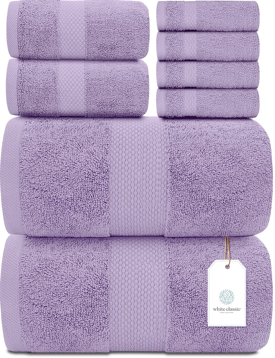 Mosobam 700 GSM Luxury 8pc Extra Large Bathroom Set, Lavender Aura, 2 Bath  Towels Sheets 35X70 2 Hand Towels 16X30 4 Face Washcloths 13X13, Turkish