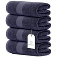 thumbnail image 1 of White Classic Luxury Navy Bath Towels Large Pack of 4, Hotel Quality Bathroom Towel 27 x 54 Set, Dark Blue Shower Cotton Towels 4 Pack, Large Thick Plush Bath Towels 700 Gsm For Body, Hair, Navy Blue, 1 of 9