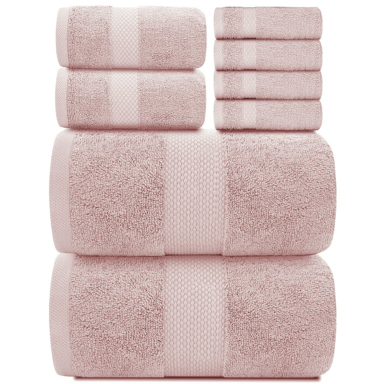 The Clean Store 10 Piece Pink Cotton Bath Towel Set (2 Bath Towels, 2 Hand Towels and 6 Washcloths)