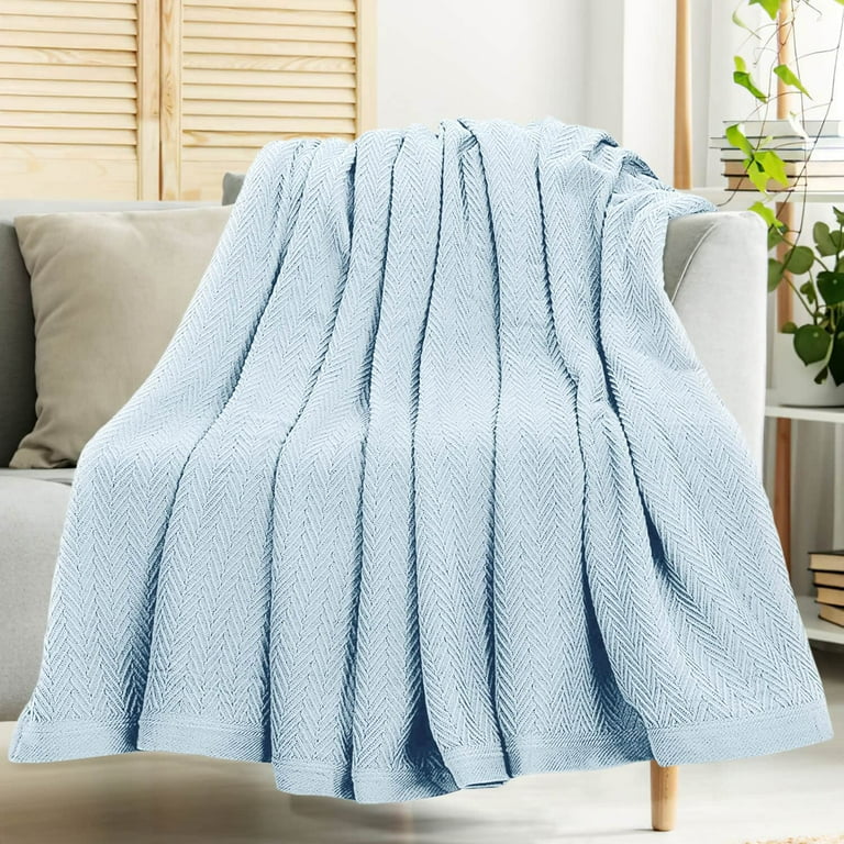 White Classic Luxury King Size Light Blue Thermal Blanket Waffle Weave Design Lightweight Breathable Hotel Quality Walmart
