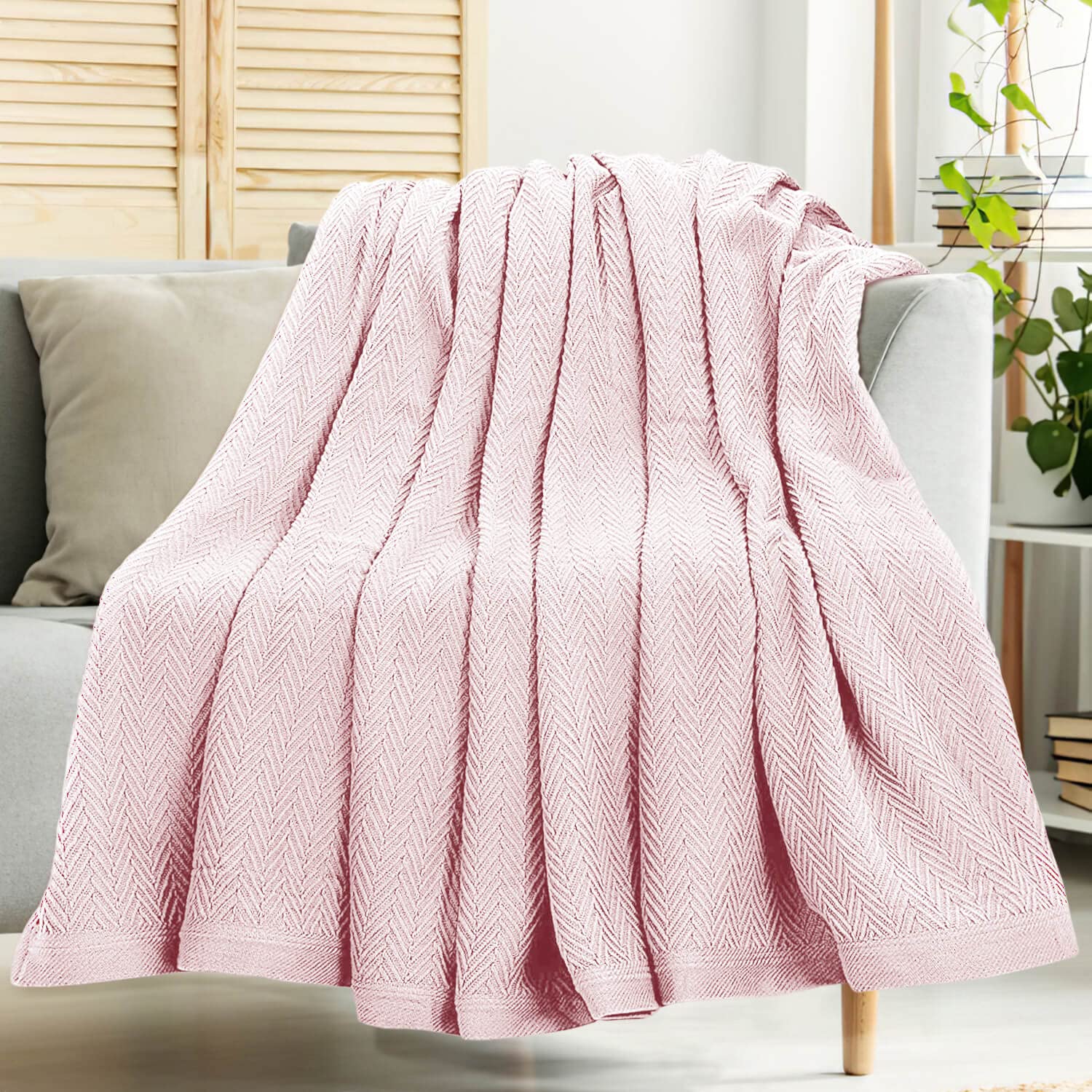 GLAMBURG 100 Cotton Bed Blanket, Breathable Bed Blanket Queen Size